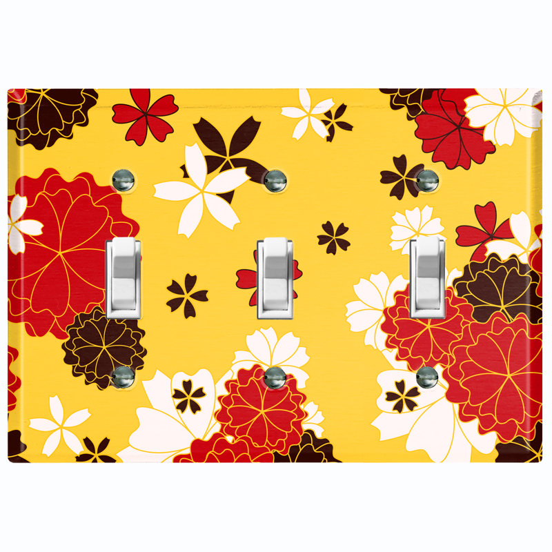 Patterned 3 - Gang Toggle Light Switch Standard Wall Plate