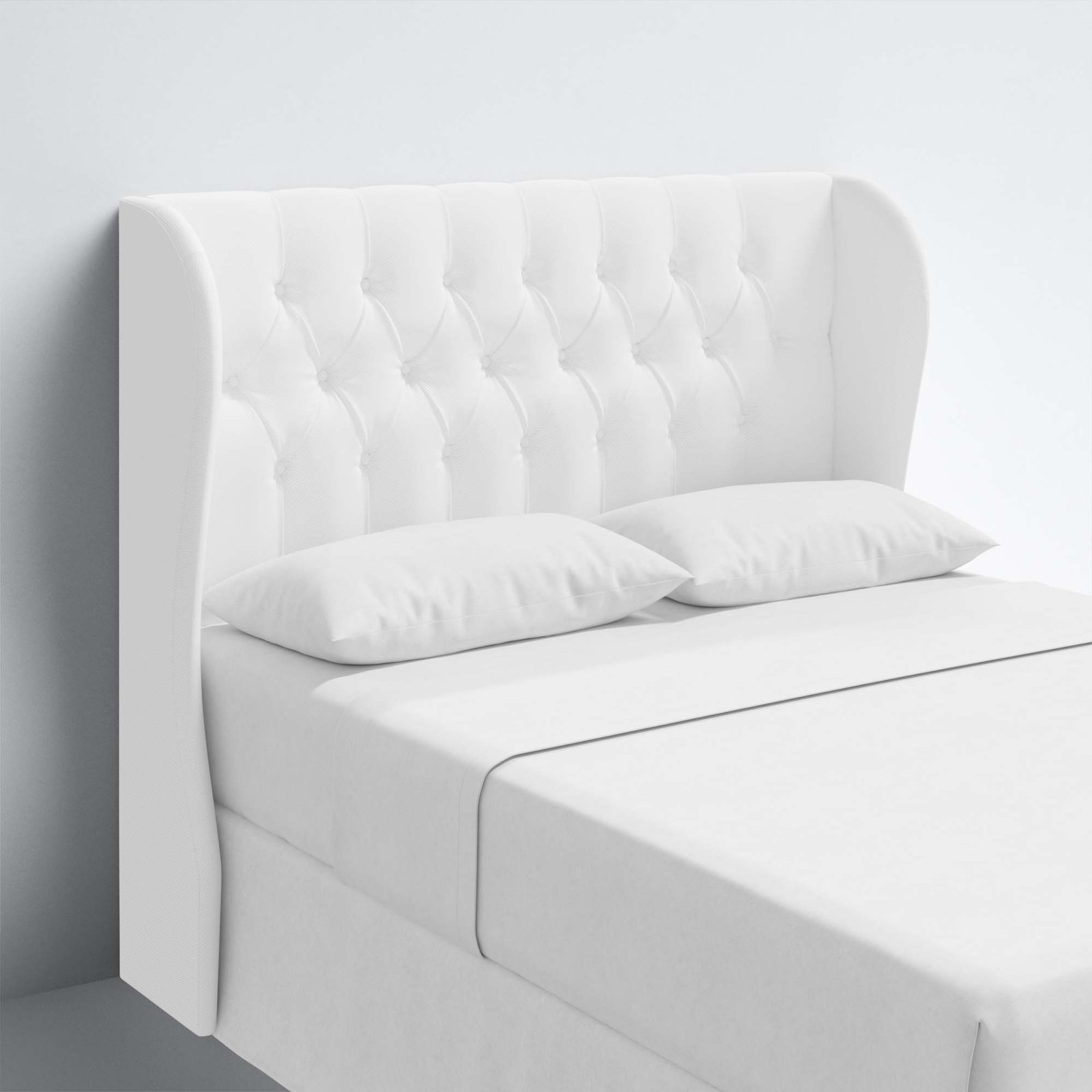 Tomey Upholstered Headboard, Twin, White Performance Twill