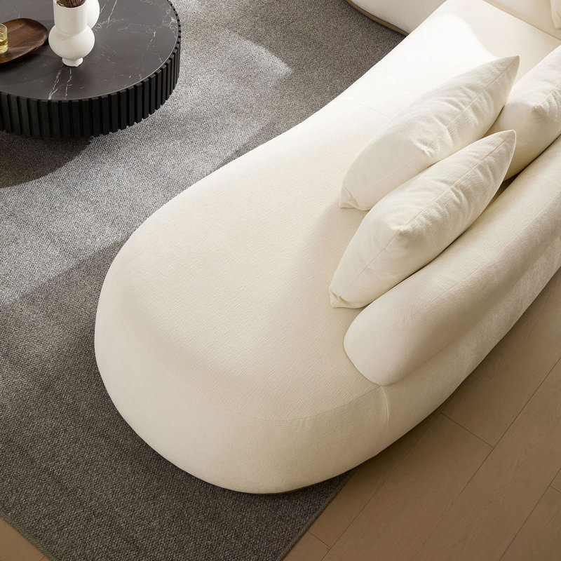 Canapé modulaire surdimensionné en L avec repose-pieds, Beige