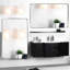 Miroir de salle de bain 36X30inch avec cadre en métal argenté - fixation murale, reflet transparent, drainage automatique, imperméable pour cadre, bord biseauté, imperméable, design classique-121367321