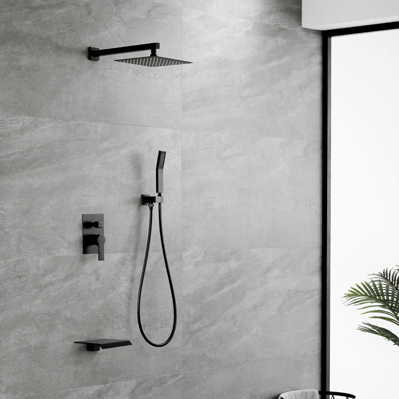 Pressure-Balanced (Temperature And Volume) Tub & Shower Faucet with Rough in-Valve, Matte Black