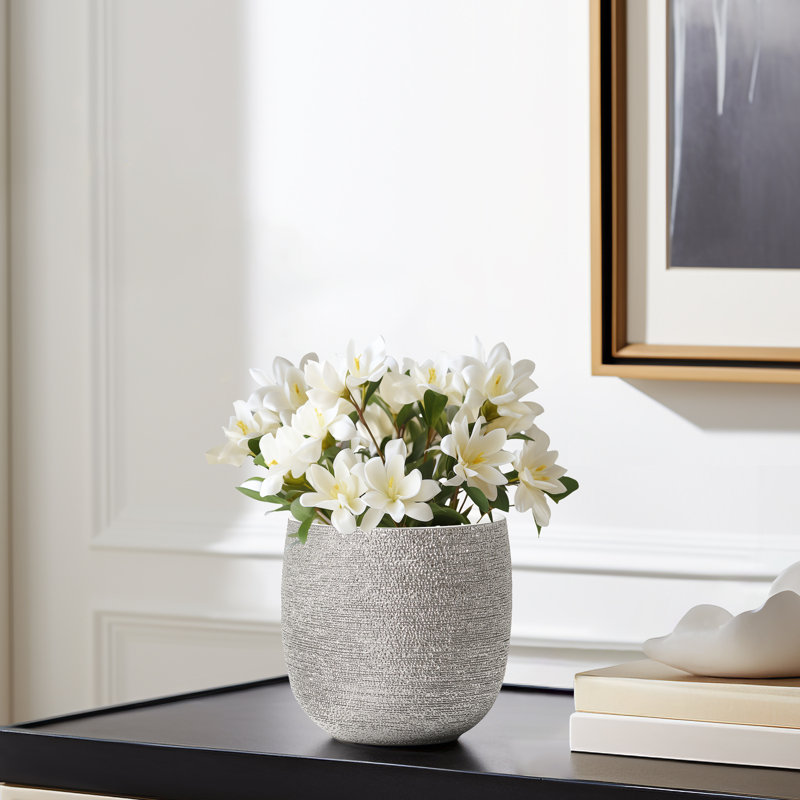 Vase de table en céramique Brava, H 5,25 po x l 5,25 po x P 5,25 po, Argent