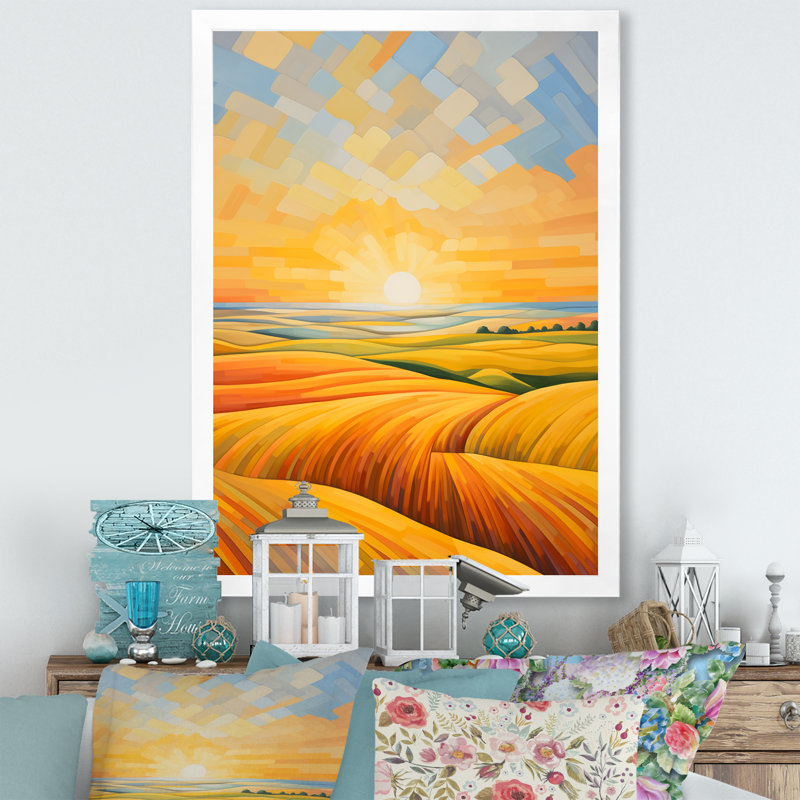 Prayies Sunrise Melody sur toile, Cadre photo blanc, H 32 po x l 24 po x P 1 po