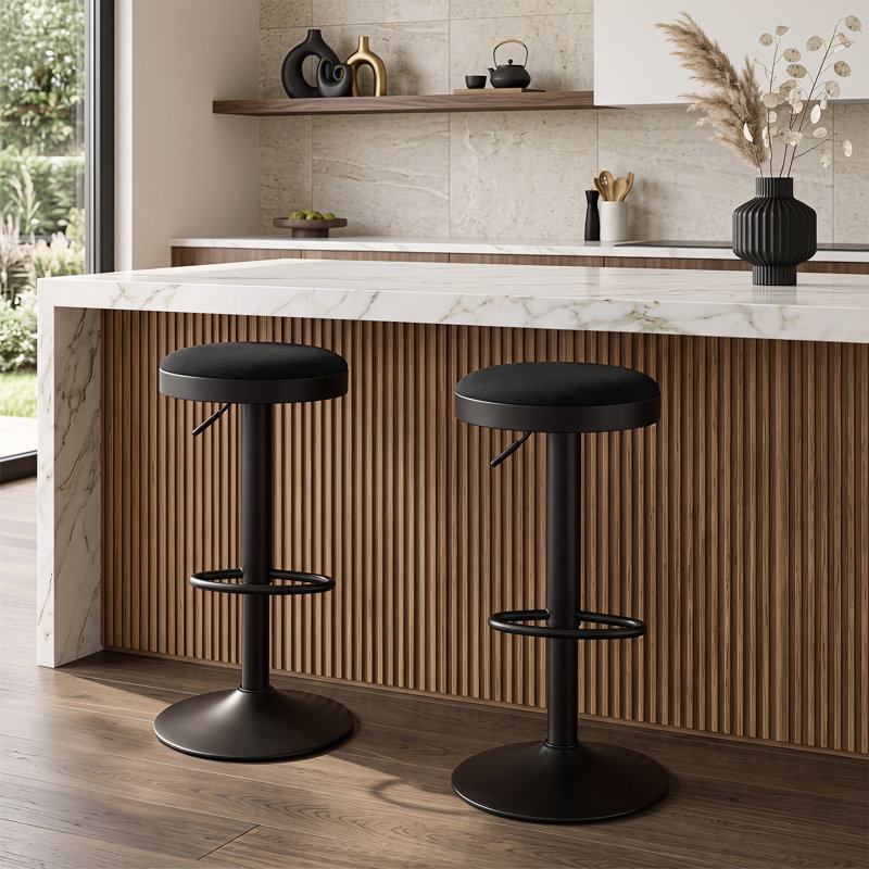 Ensemble de 4 tabourets de bar, tabourets de bar de cuisine réglables en hauteur, pivotants, noirs, Noir, 4