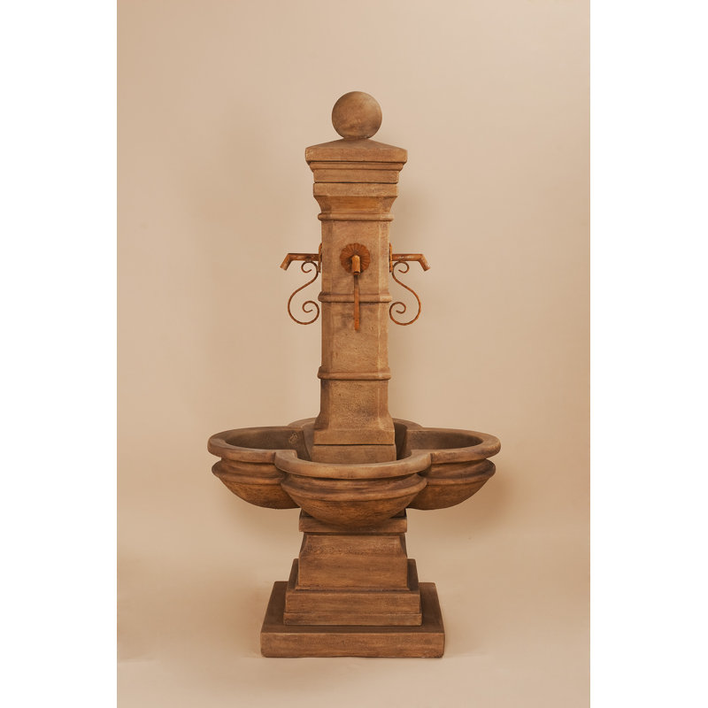 Heckman Handcrafted Outdoor Concrete / Cement Weather Resistant Column Fountain