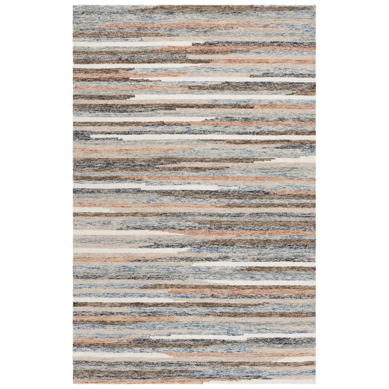 Ebony 778 Hand Tufted Wool/Cotton Abstract Rug in Rust/Beige, Rectangle 4' x 6'