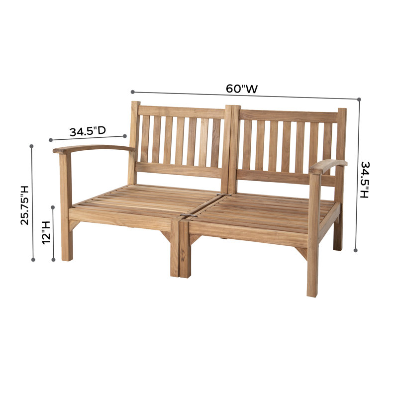 Huntington 7 Piece Teak Sofa Seating Group with Sunbrella Cushions, Coal