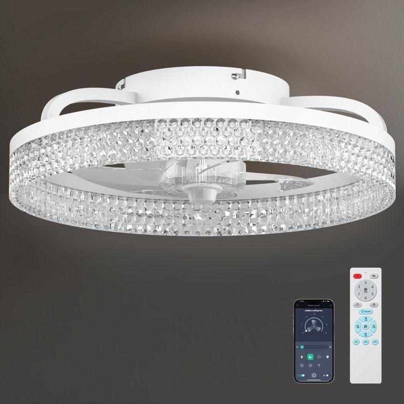 20 inch Ceiling Fans with Lights and Remote, White
