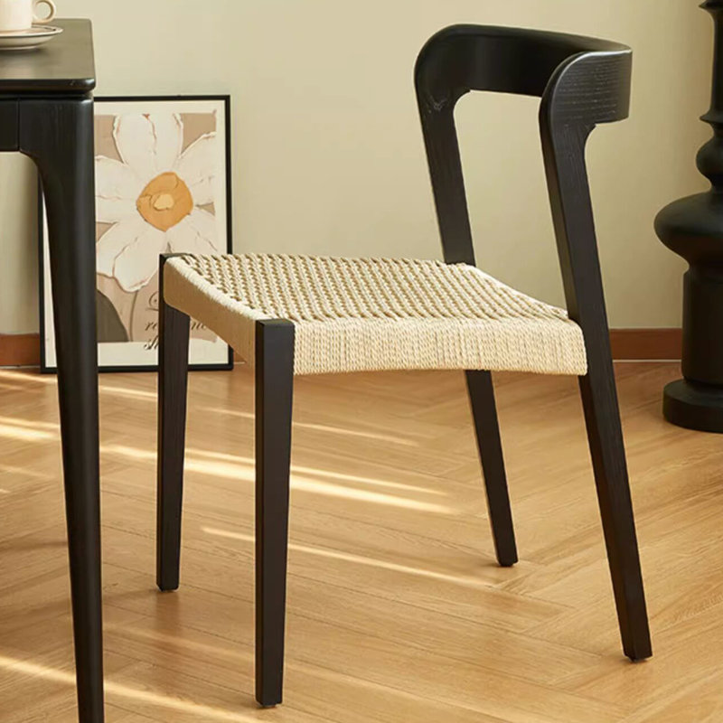 Chaise d'appoint à lattes noires (ensemble de 2)