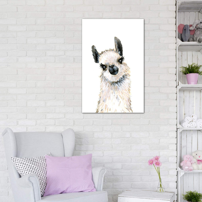 «Llama» par Mercedes Lopez Charro - reproduction d'art, Toile tendue, Pas de tapis, H 48 po x l 32 po x P 1,5 po