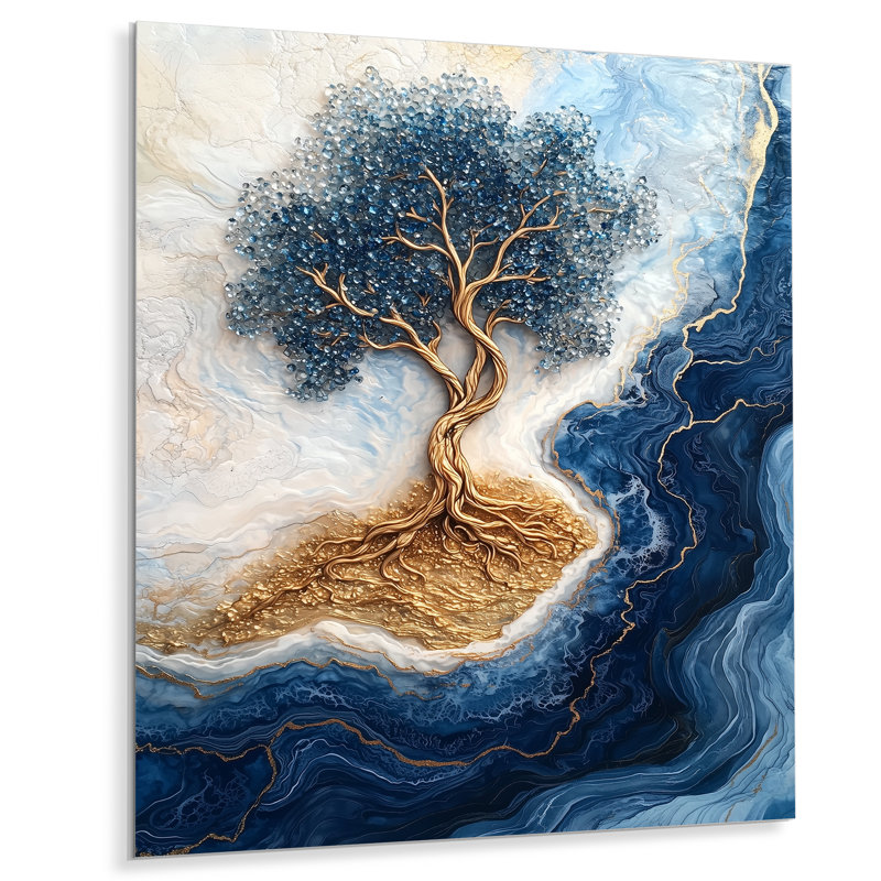 Aqua, arbre de vie dans la rivière de l'existant I - Arbre de vie, art en métal, H 40 po x l 30 po