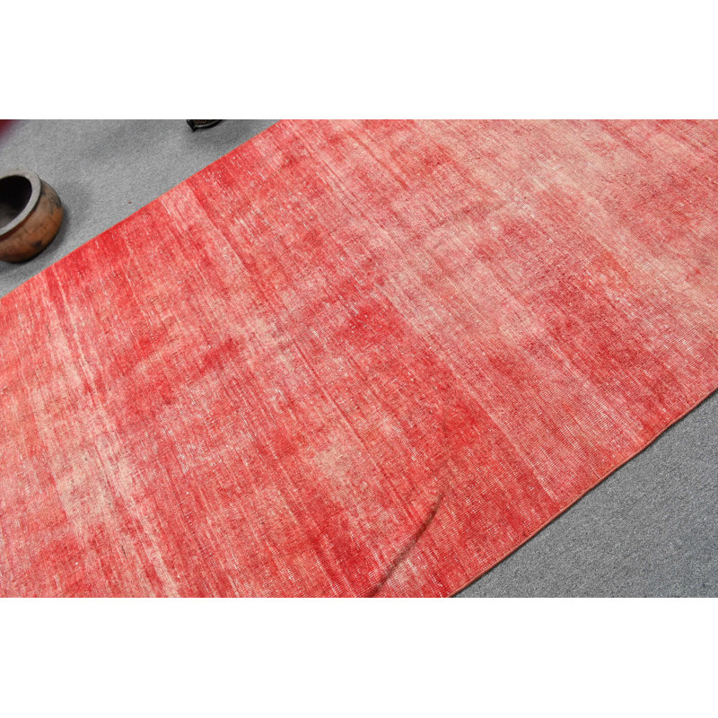 Tapis turc rétro fait à la main en rouge rétro - Boho parfait pour votre salon - rouge / rose