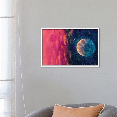 Fantastic Beautiful Big Planet Moon Among Stars In Universe by Valery Rybakow - Painting on Canvas