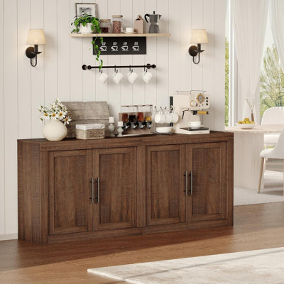 Buffet Mid-Century moderne avec 2 portes et 4 portes, console média en bois pour le salon