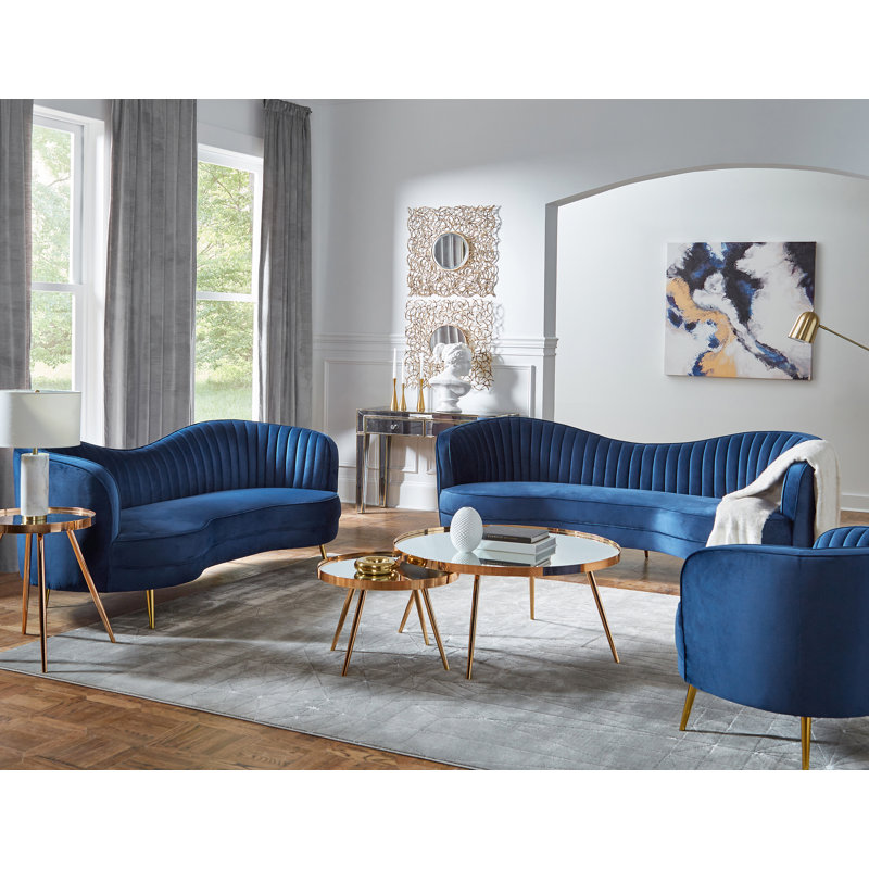 Ensemble de salon dos de chameau bleu