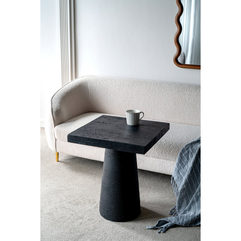 Square Side Table With Pedestal Base