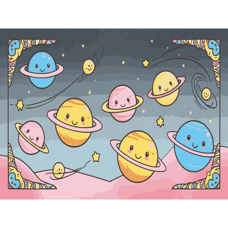 Tapis pour enfant Annalissa Space Planets Astronauts, Rectangulaire 8 pi x 12 pi