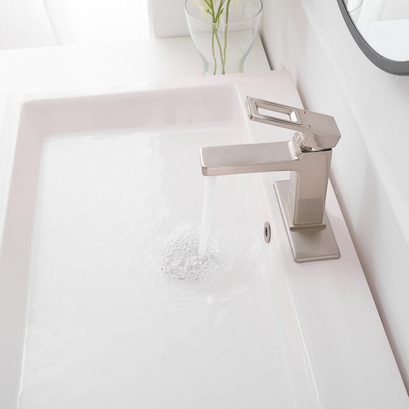 Single-Hole Single-handle Bathroom Faucet with Drain Assembly, Brushed Nickel, Deck Plate Included