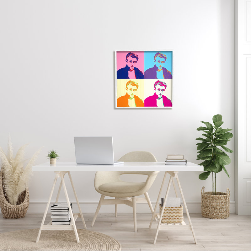 «Vivid Pop Style Portrait Squares» par Abcartattack, L 24 po x H 24 po, Cadre noir