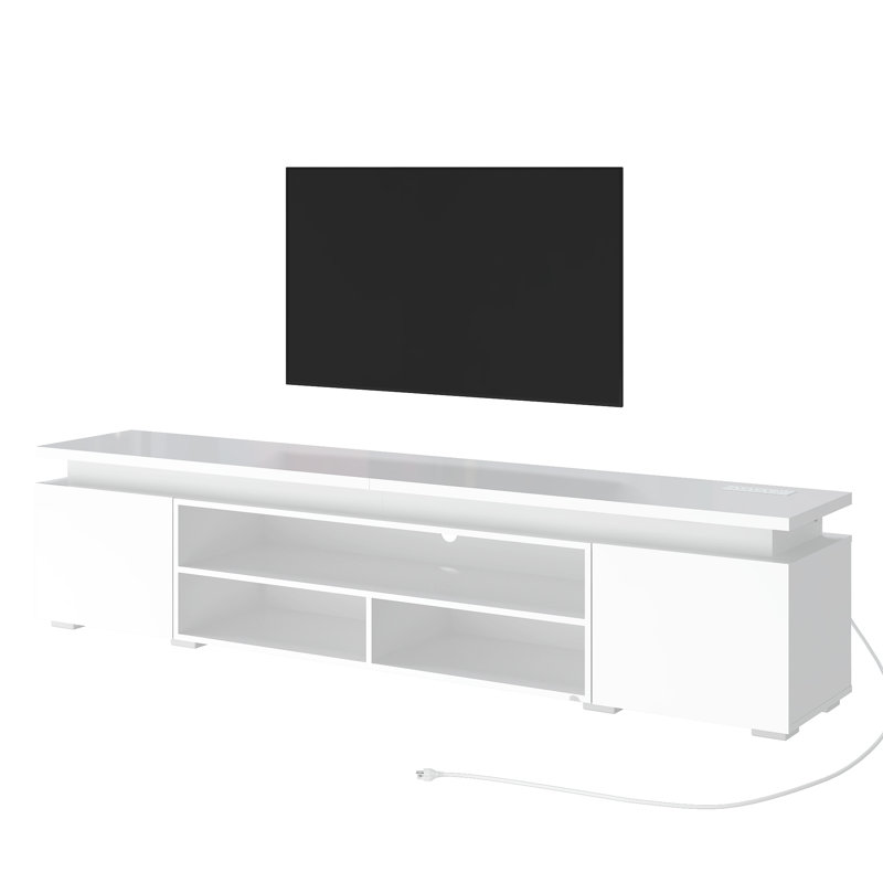 Meuble télé 83 po pour téléviseur de 95 po ou moins avec prises de courant, ports USB et bandes lumineuses à DEL de 83 po