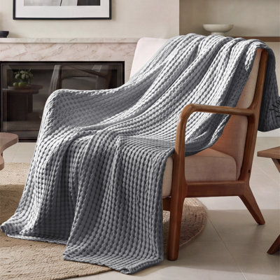 Bedsure Cotton & Rayon from Bamboo Waffle Blanket, Lightweight and Breathable for Year-Round Comfort