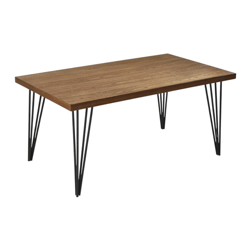 Table de salle à manger de 63 po en bois et métal brun et noir