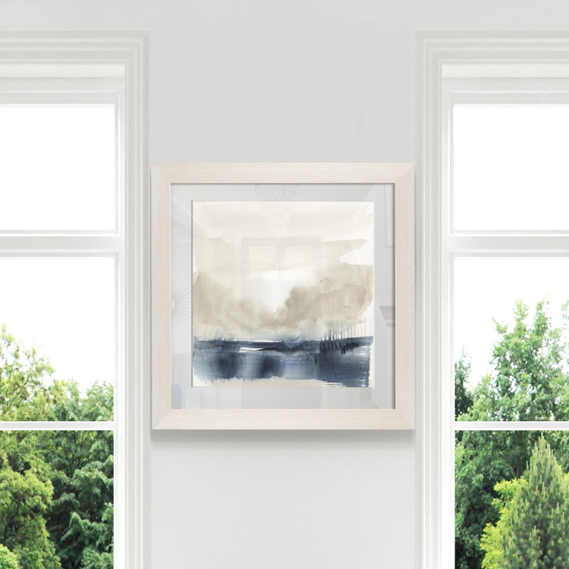Fog on the horizon II, reproduction d’art sur papier encadrée, H 31,5 po x l 31,5 po x P 1,5 po, Cadre blanc