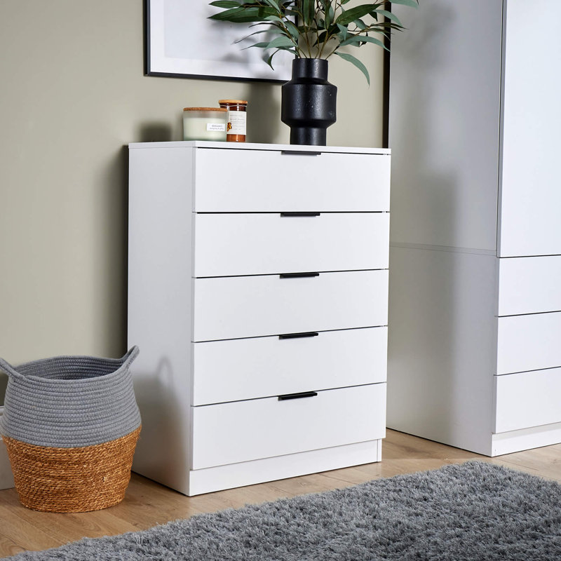 Phoenix 5 Drawer Chest Bedroom Storage Unit, White