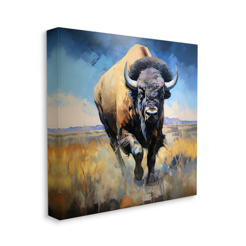 «Union Rustic Bison In Country Field on Canvas» par Ray Powers Print, H 30 po x l 30 po x P 1,5 po