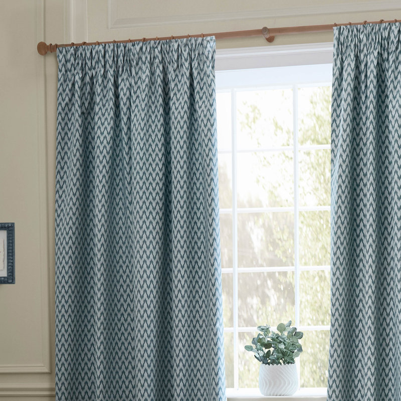 Hutton Room Darkening Curtain Panel Pair, 46.06cm Width x 137cm Drop, Blue