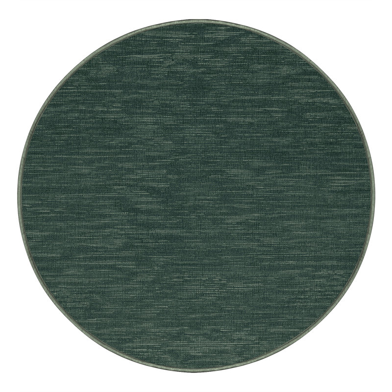 Machine Washable Solid Green Area Rug, Rond 4 pi