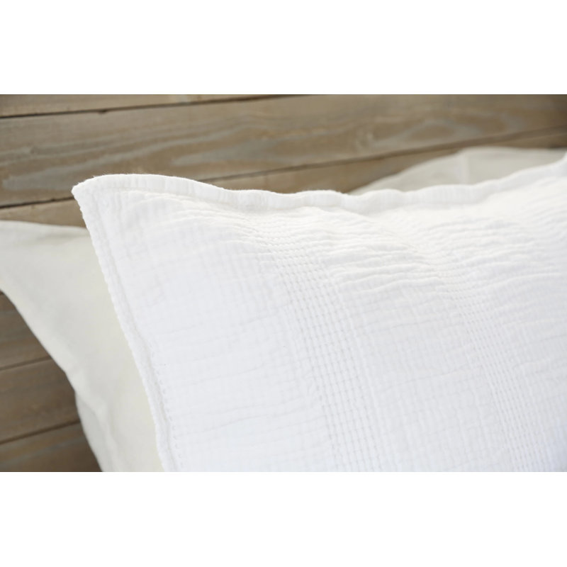Nantucket Gray/White/Midnight Cotton Piece Euro Sham, White, Euro