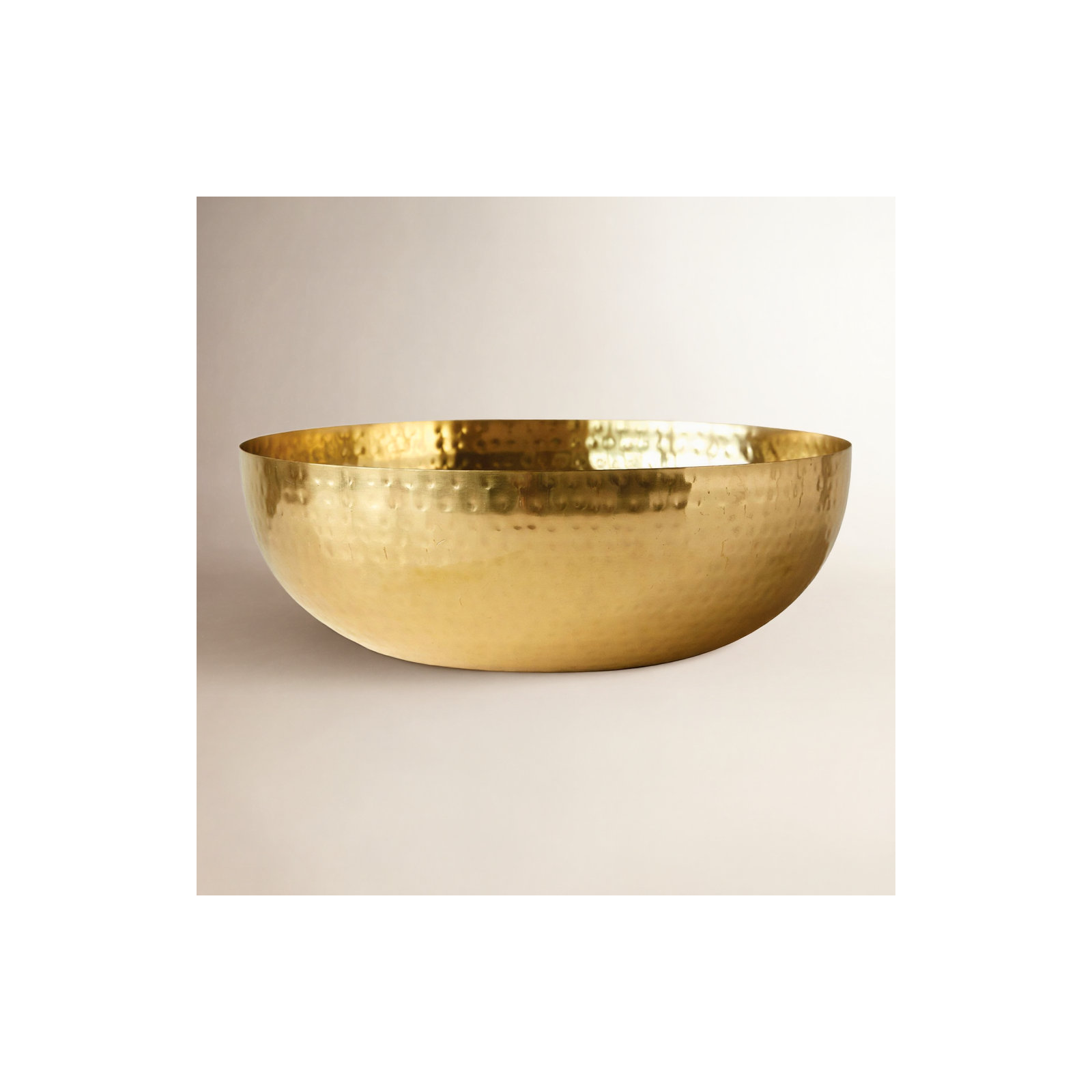 Rosy 14" W Handmade Hammered Iron Decorative Bowl , Gold