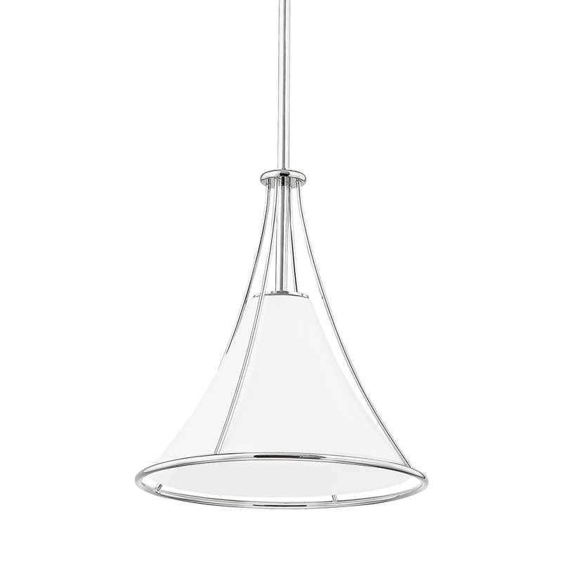 Luminaire suspendu 1 lumière Swift, Nickel poli, H 18,5 po x l 17,25 po x P 17,25 po