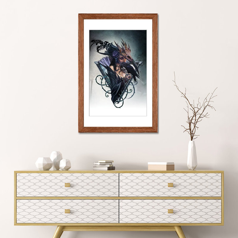 Corvus Arcanum, Classic Wood Open Corner Framed Paper, White, 24" H x 16" W x 1" D