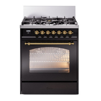 ILVE Nostalgie II Series 30 in. Dual Fuel Range with 5 Sealed Burners (Natural Gas, Glass Door)