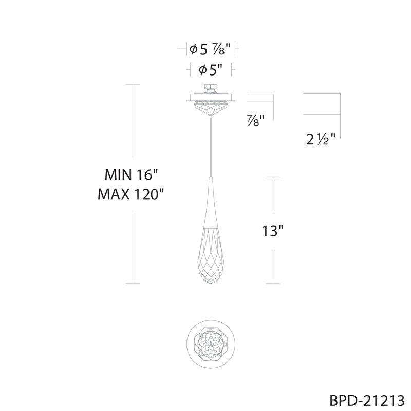 Hibiscus 1 Light LED Mini Pendant, Black