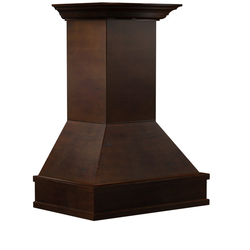 30" Wood 400 CFM Convertible Wall Mount Range Hood, Walnut/Hamilton