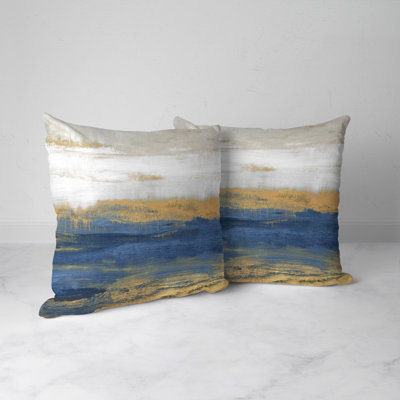 Laural Home Deep Shades Of Blue Abstract Outdoor Decorative Pillow