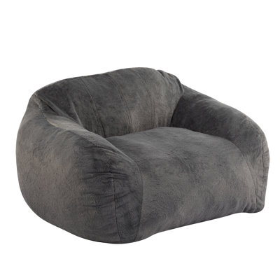 Fauteuil à billes d'intérieur, fausse fourrure grise