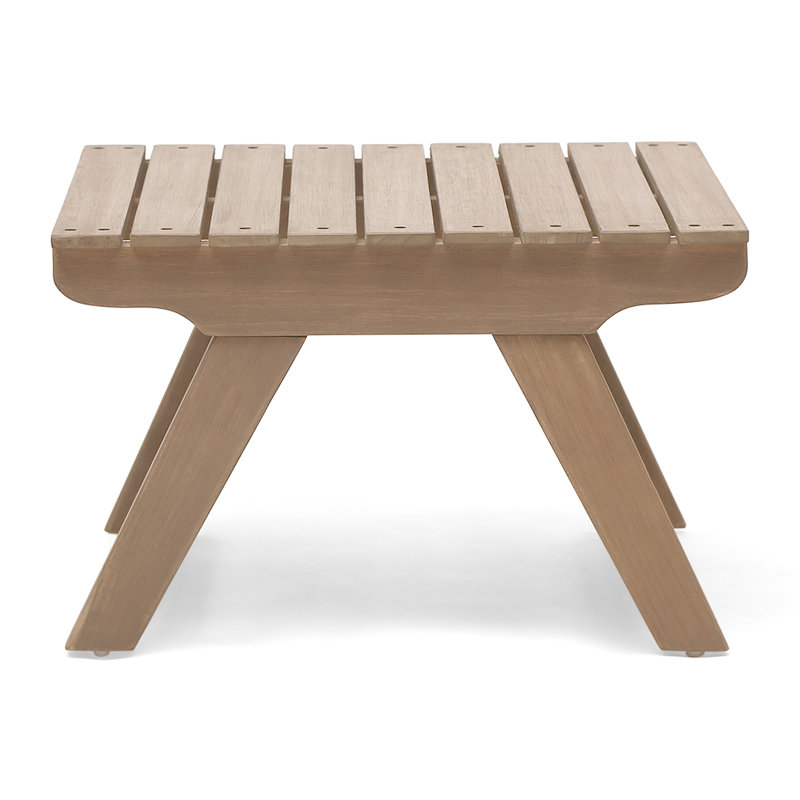Outdoor Table In Grey Wood, 19.85X19.85X12.48, Open Slat Feature Construction Wood Furniture, 19.85W X 19.85L 12.48H,