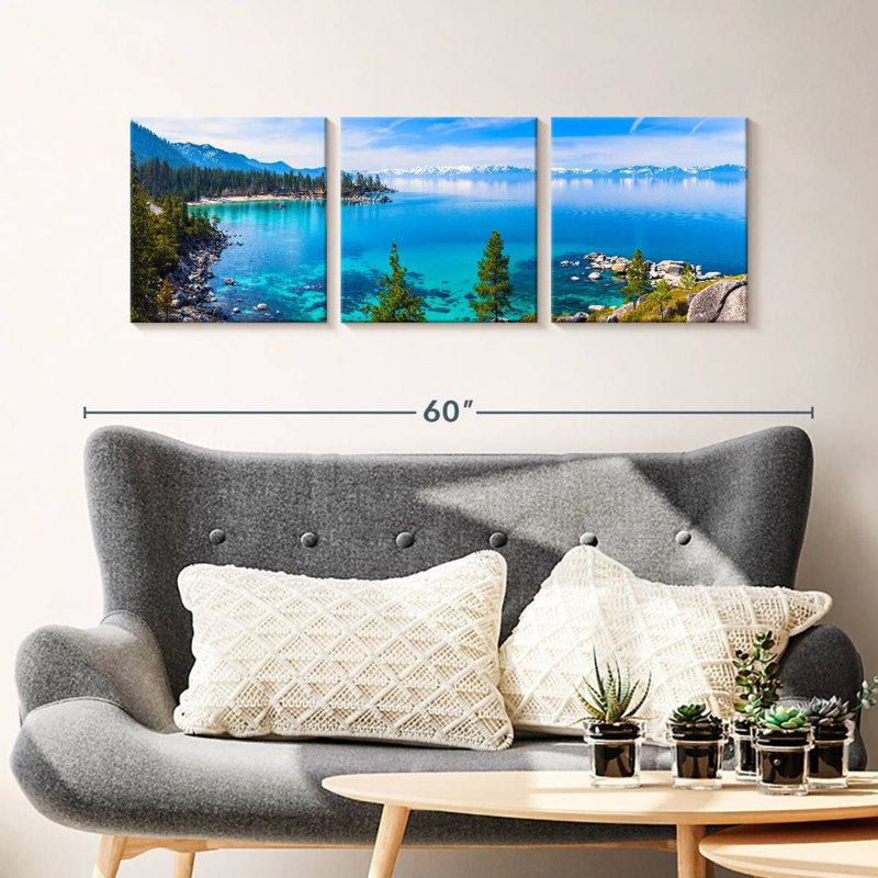 Lake Tahoe Tranquility 3 pièces, H 15 po x l 47 po x P 1,25 po