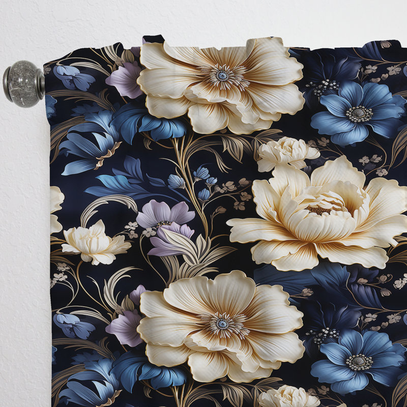 Victorian Blue And White Damask Grand - Damask Curtain - Velvet Room Darkening - 1 Panel, 52" W x 84" L