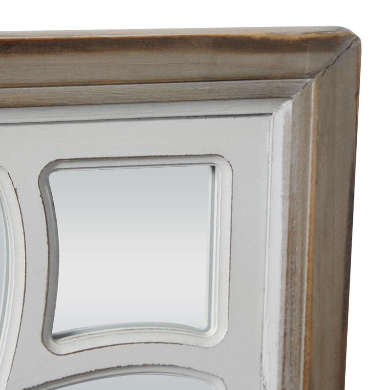 Miroir mural blanc en bois sculpté géométrique 30 po x 1 po x 30 po