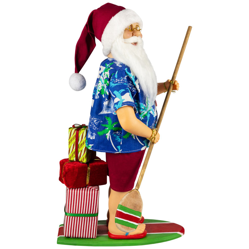 Figurine de père Noël sur planche à pagaie - 18 po