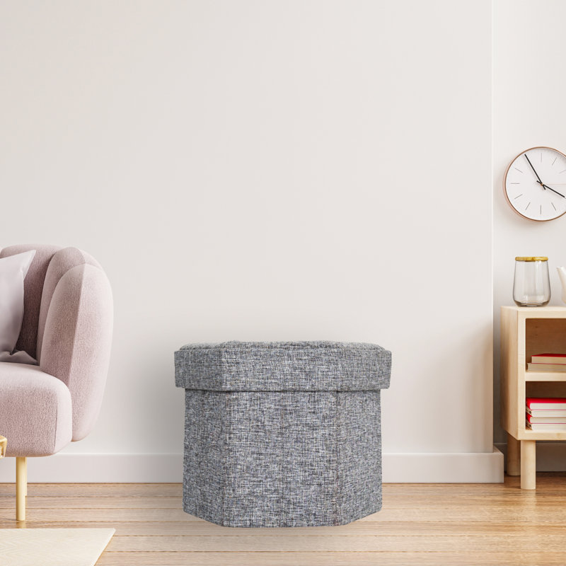 Repose-pieds hexagonal pliable gris moyen décoratif pour le salon, la chambre à coucher, la salle à manger, la salle de jeux ou le bureau