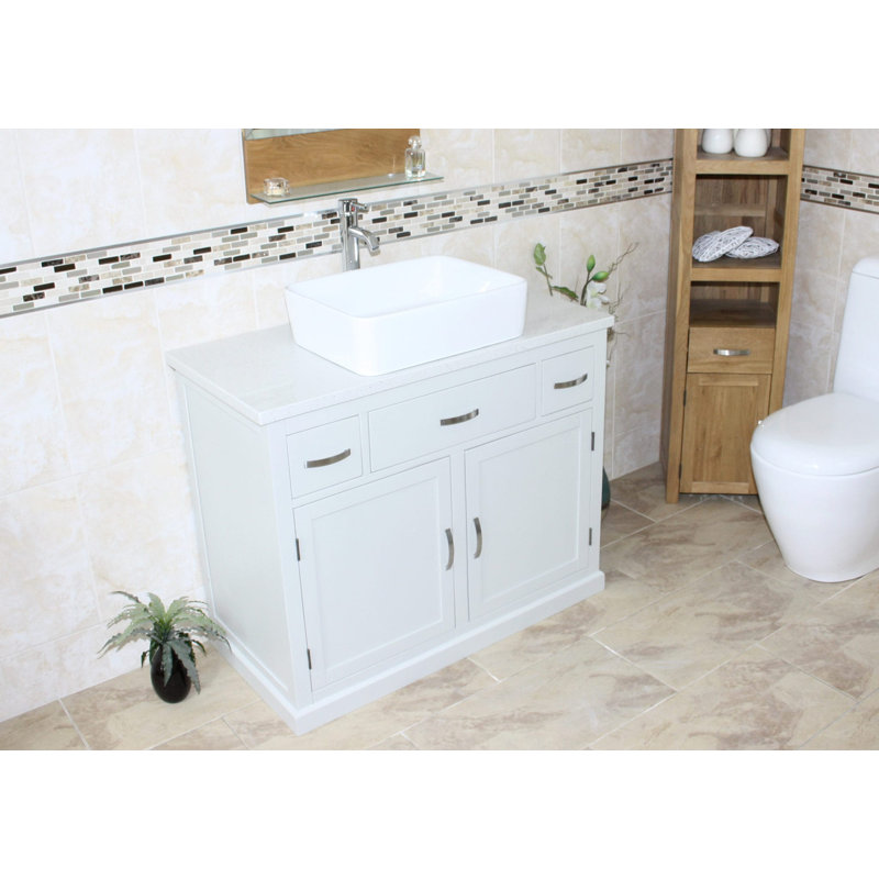 Roderick 1000mm Single Bathroom Vanity with Basin, Grey Quartz, Grey
