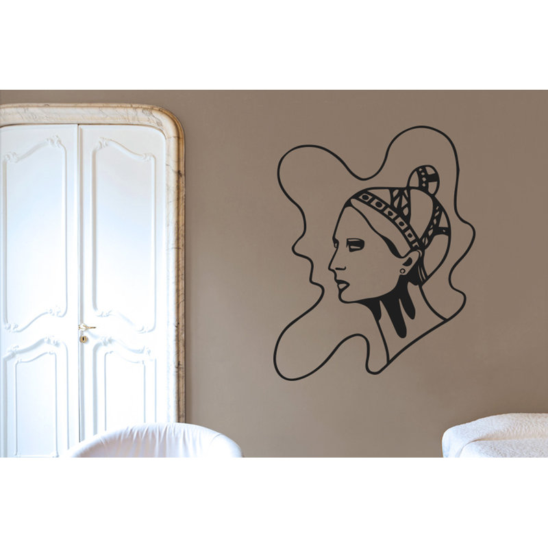 Art Nouveau Women Wall Sticker, Large, Black