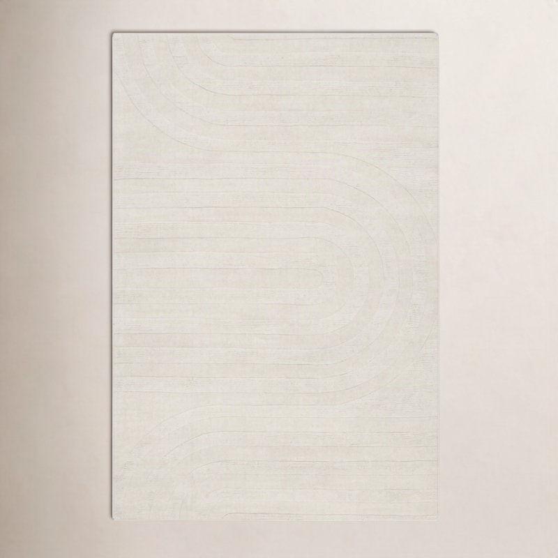 Tapis couleur crème en laine tissé à la main Kell, Rectangle 2 pi x 3 pi
