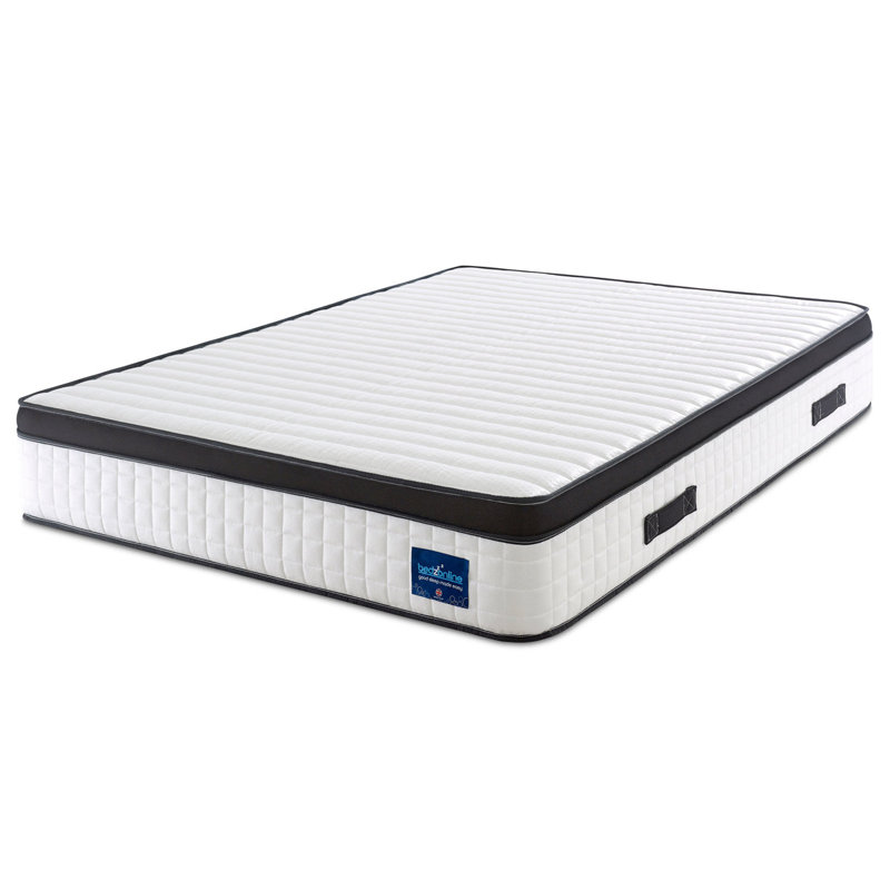 Bedzonline Black Euro Top Mattress, Medium-Firm with Pocket Springs & Memory Foam, Double (4'6)